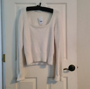 NWT White soft square neck ASTR sweater Size Large